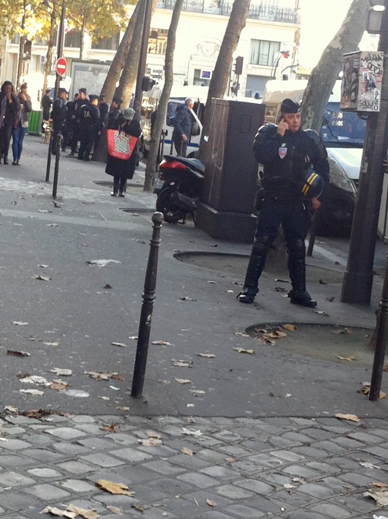 Gendarmes are out in force near Place de la Republique