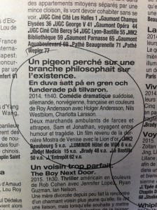 "Un Pigeon" listing in Pariscope