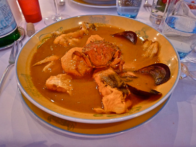 The elaborate bouillabaisse at Restaurant Miramar